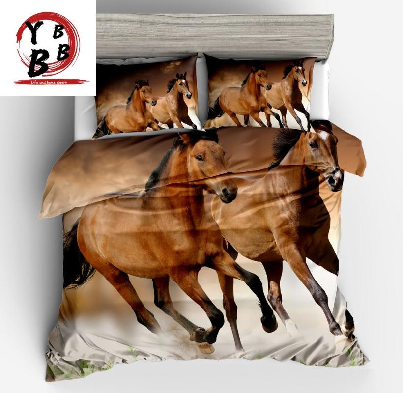 

Bedding Sets 100%Polyester 3D Horse Colour Yellow Black Blue Fashion Boy  Full Queen King Size Quilts/duvet Cover, Color6