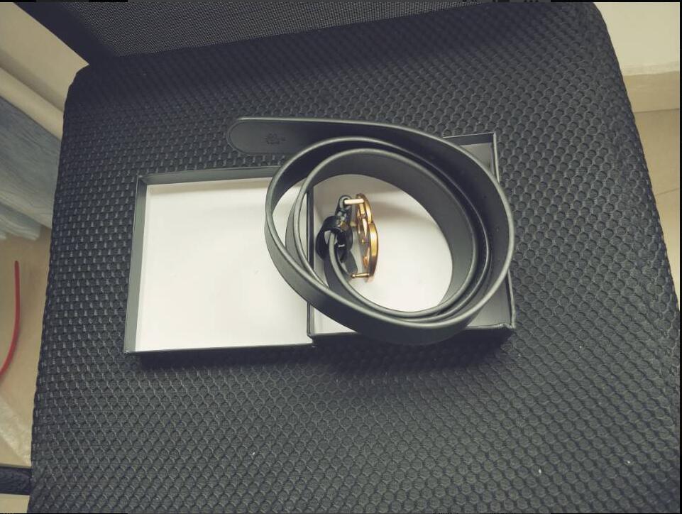 

Fashion men women belt Big gold buckle genuine leather classical belts ceinture width with box, Belt and box