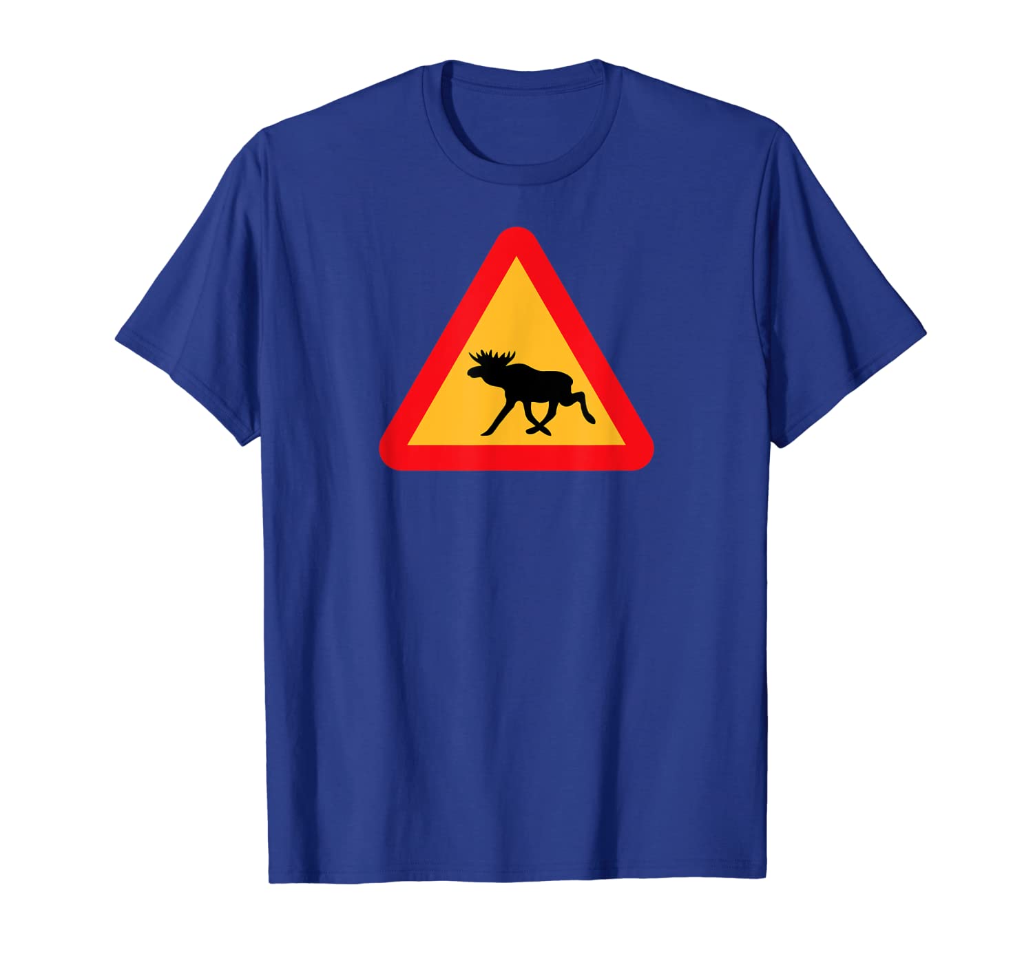 

Swedish Moose Elk Crossing Sign T-Shirt, White;black