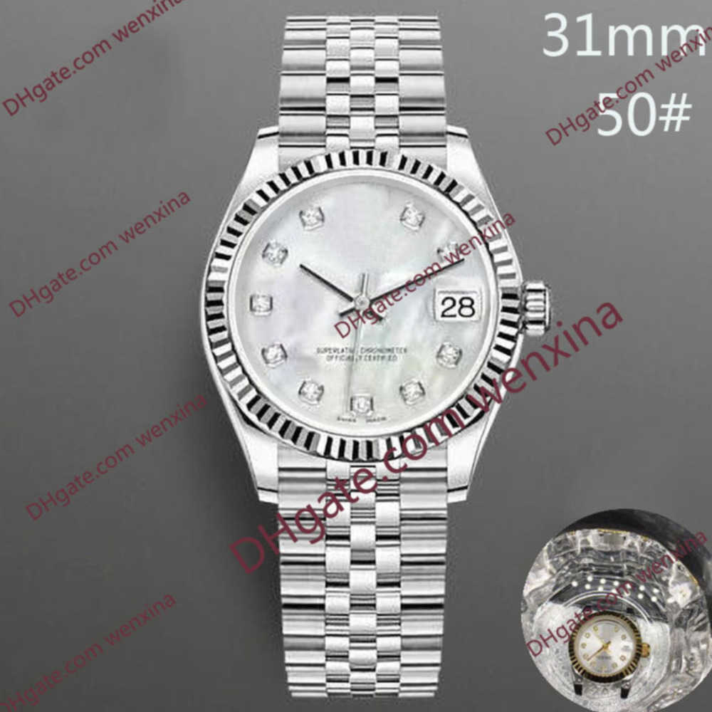 

31mm Diamond woman watches Ladies watch golden Jubilee band montre de luxe 20 Colour Deluxe 2813 Automatic Steel swimming Waterproof Wristwatches, 01