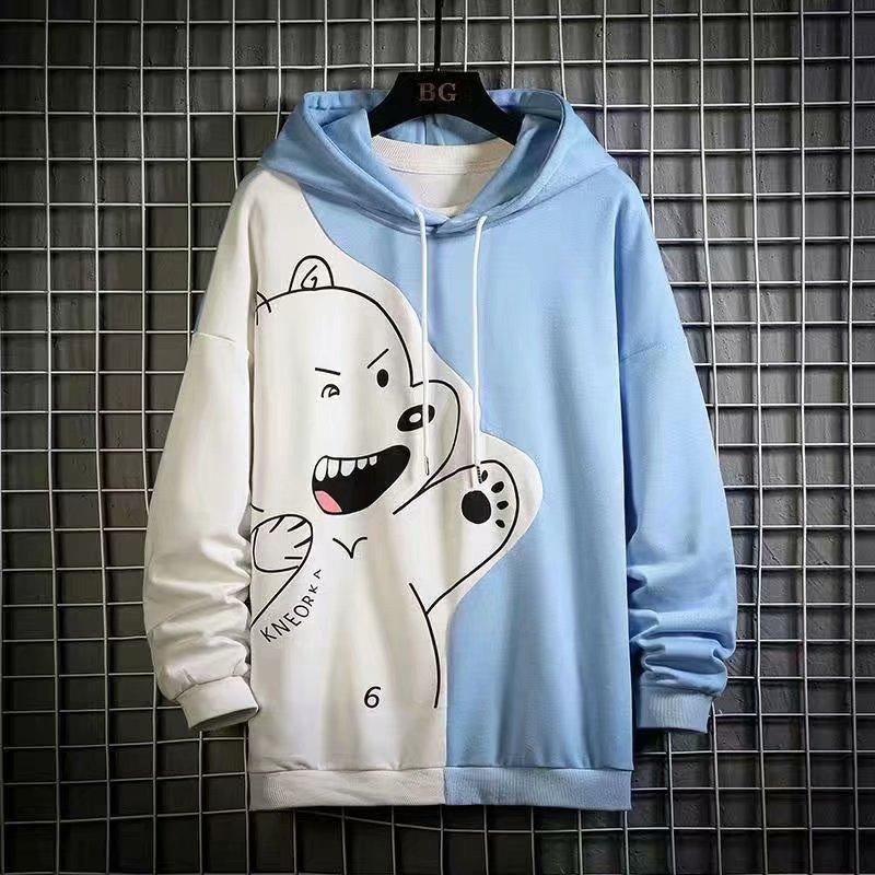 

Men's Hoodies & Sweatshirts Fashion Kpop Style Streetwear Printed Cartoon Hooded Men Casual Harajuku Long Sleeve Mens, Black