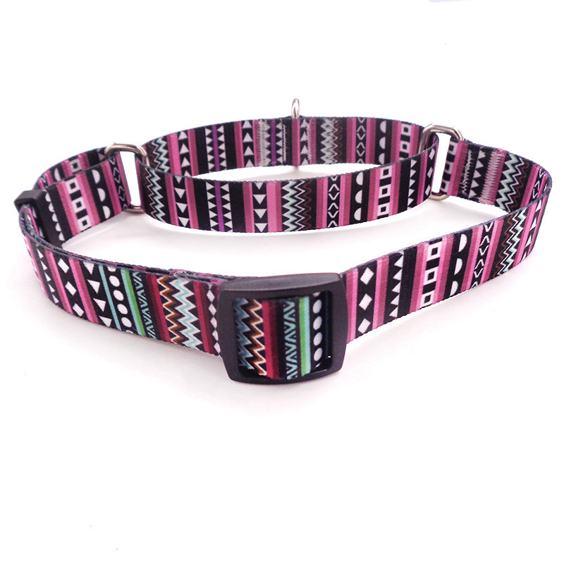 

Bohemian British Style Pet Dog Collars Comfortable Colorful Adjustable Martingale Collar Fadeproof Sublimation Printing Designer Belt 2 Colors Medium Large Dogs