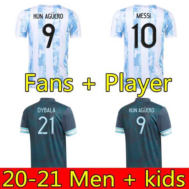 

Argentina soccer Jersey Fans and player version 2021 Copa america MESSI DYBALA AGUERO football shirt Men + Kids kit sets uniforms 20 21, Fans away 2021 + patchs