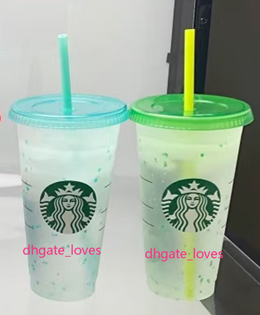 

Starbucks Confetti Tumbler Reusable 24oz/710ml custom coffee Bottom Pillar Shape holiday travel mugs Magic with cylinder lid Straw Stopper LOVES, Multi-color