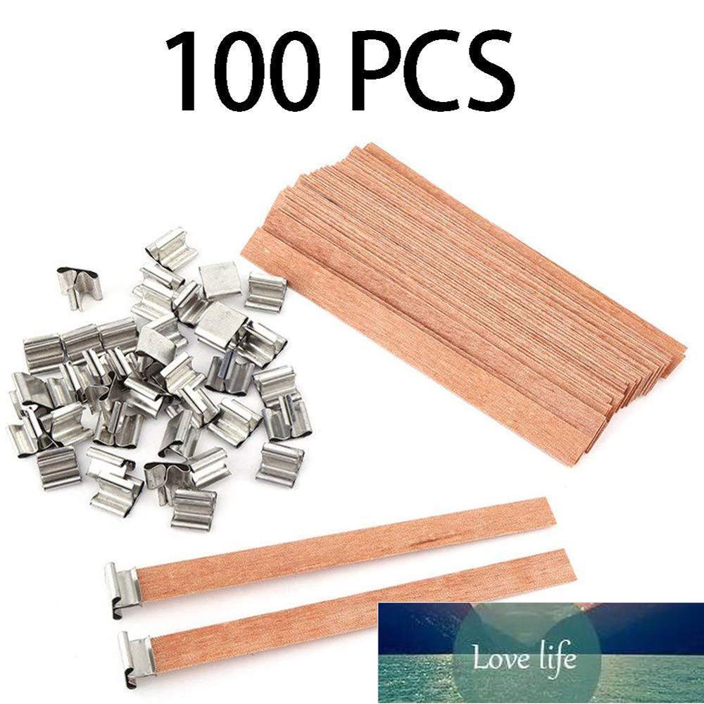 

100Pcs 13cm Wood Candle Wicks with Iron Stand DIY Natural Cores for Birthday Party Valentine's Day Candle Accessories