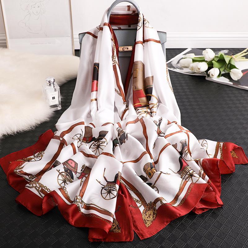 

Scarves 2021 Autumn Wrap Bufanda Beach Stole Lady 180X90CM Carriage Printing Scarf Luxury Foulard Hijab Sunscreen Shawl