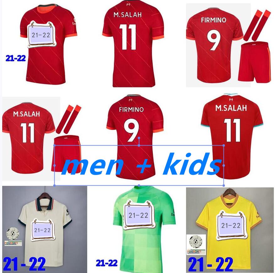 

21 22 M.SALAH ALEXANDER ARNOLD Mane Firmino VIRGIL DIOGO J soccer jerseys Fabinho Thiago ROBERTSON A.BECKER football shirt Jones WIJNALDUM men kit 2021 2022 kids socks, Red
