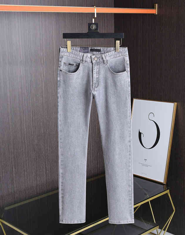 

Men's Jeans mens jeans classic fashion brand hip-hop denim pants summer high quality zipper High washing fabric soft elastic Letter emblem ZF3A, Gray
