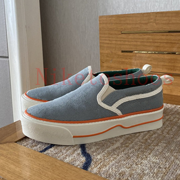 

Tennis 1977 slip-on sneaker Italy canvas Luxurys Shoe Beige Blue washed jacquard denim Women Shoes Ace Rubber sole Designers Embroidered Vintage casual Sneakers, Color 02