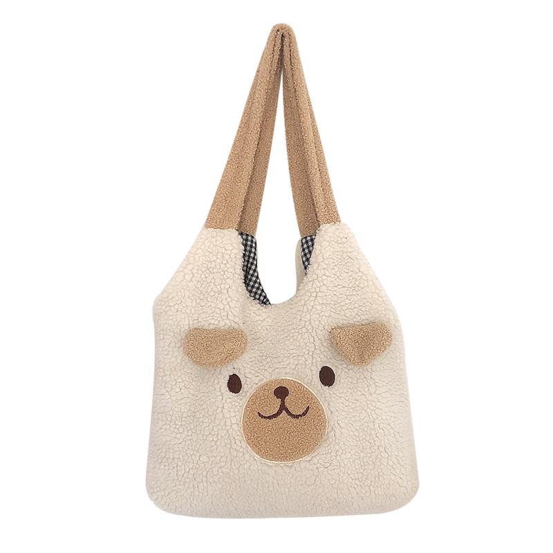 

Evening Bags Plush Shoulder Bag Women 2022 Winter Soft Lamb Big Handbag Shopper Tote Bolsa Feminina Torebki DamskieEvening, Beige