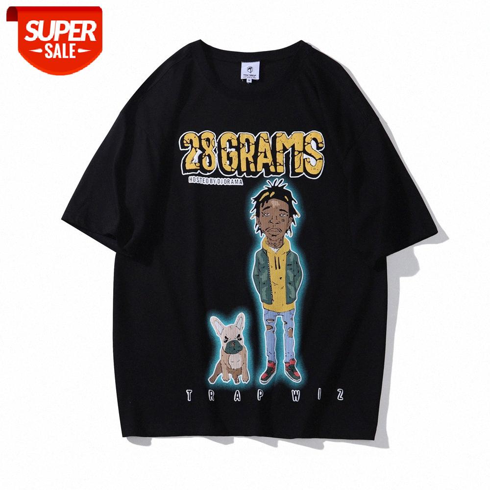 

Foam printed short-sleeved T-shirt men's style hip-hop half-sleeved loose round neck five-point sleeves #pa35, White;black