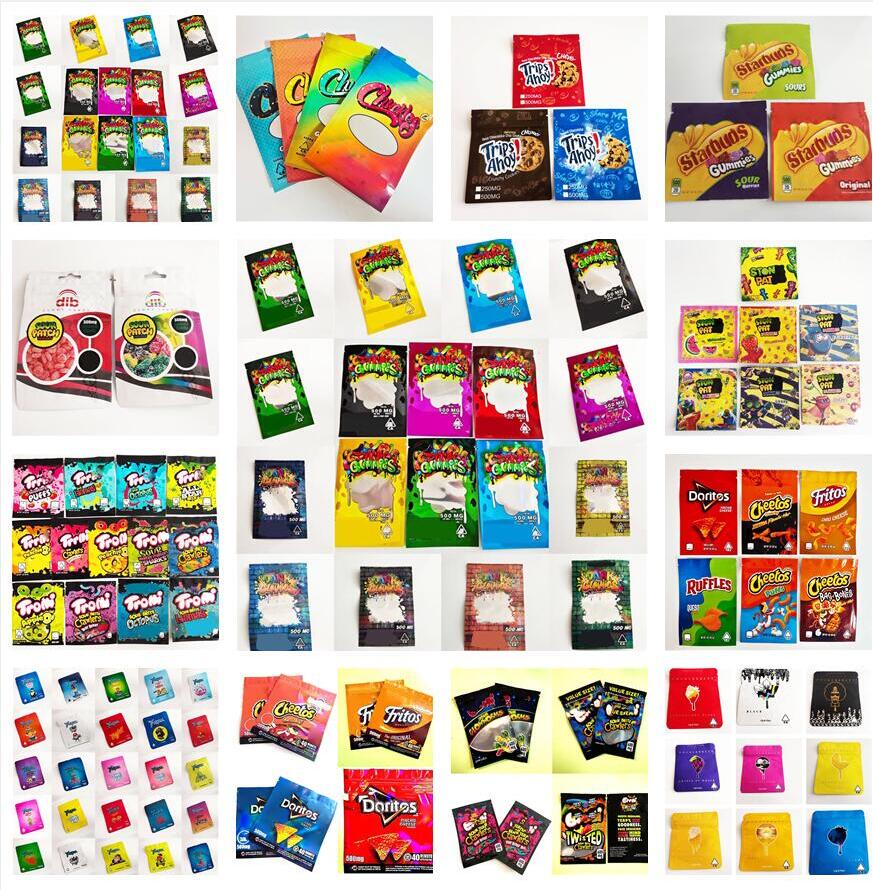 

Dank Gummies Bags Edibles Packaging Worms 500MG Bears Cubes Gummy Wholesale