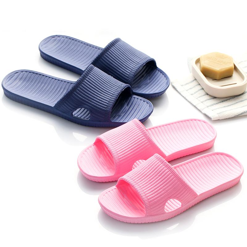 

Slippers Women's Summer Indoor Platform Couple Non-Slip Bathroom Soft Bottom Household Men Shower Shoes, Black
