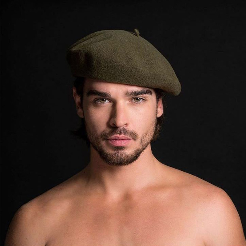 

Fitted Hat 2018 Dualuse Painter Hats 100% wool beret winter mens formal wear professional casual dualuse cap high quality male, Red