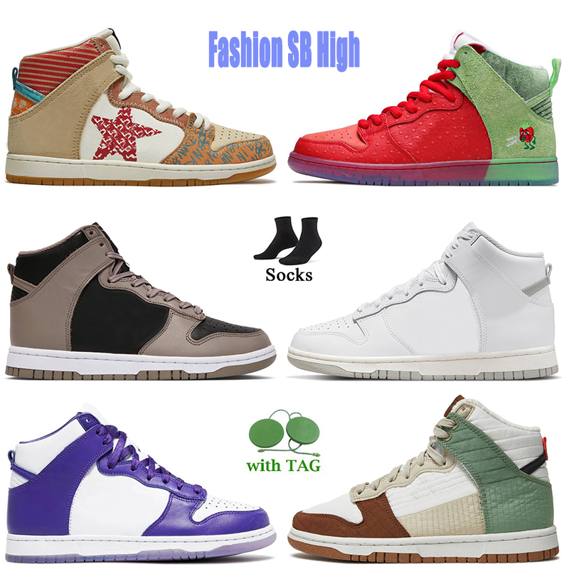 

Fashion SB High Running Shoes Designer Womens Mens Sneakers What The Moon Fossil Strawberry Cough Medium Neutral Grey LX Toasty Varsity Purple With Socks OG Trainers, D6 crimson tint 36-40