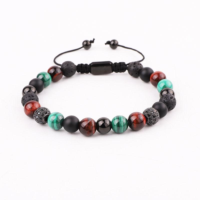 

Design 8mm Natural Stone CZ Pave Ball Braided Friendship Macrame Bracelet Men Beaded, Strands