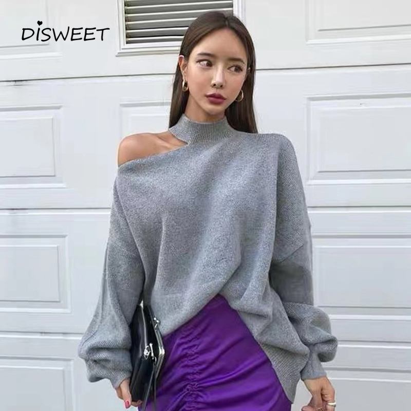 

Fashion Hollow Turtleneck Sweater Woman Korean Long Sleeve Loose Knit Sweater Ladies Simple Slim Solid Womens Sweater 2021, Black