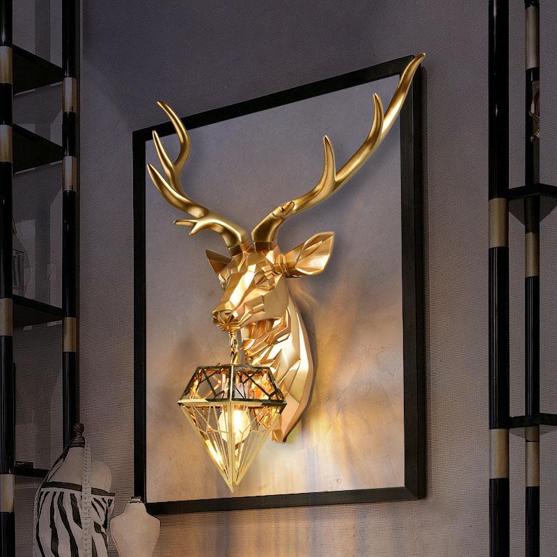 

Wall Lamps Gold Antler Lamp Modern Deer For Bedroom Kitchen Led Lights Home Loft Decor Sconce Mirror Light