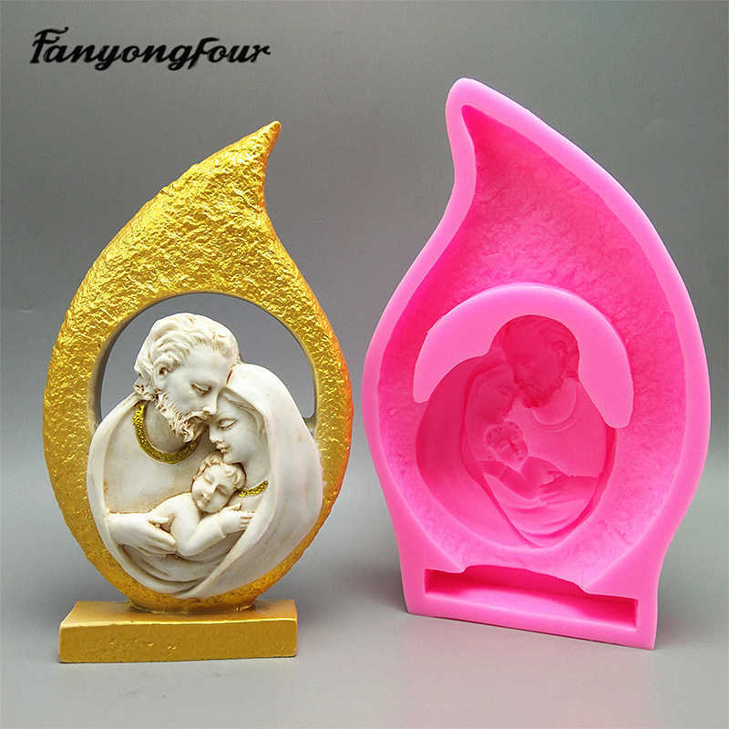 

Catholic Holy Family Three Silicone Mold Fondant Cake Mold Resin Gypsum Chocolate Candle Mold 210721