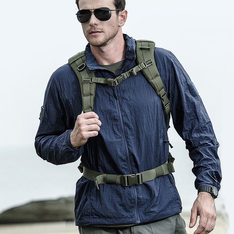 

Men's Trench Coats Coat Outdoor Portable Sunscreen Women Breathable Waterproof Quick-drying Tactical Skin Windbreaker Mountain Bike Clothing, Blue