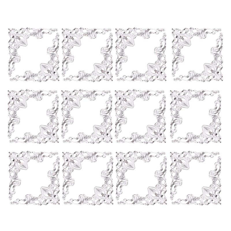 

50pcs Vintage Metal Book Corner Protector Box Scrapbook Decorative Cover (Silver) Craft Tools