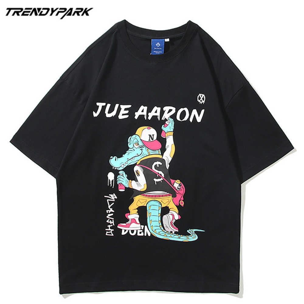 

Men's T-shirt Hipster Short Sleeve Tee Hip Hop Oversized Cotton Casual Harajuku Streetwear Top Tshirts Clothing 210601, Black