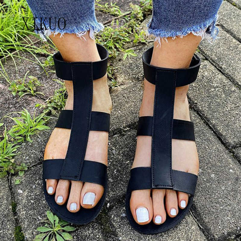 

Women Shoes Casual Sandals Female Non-slip Sandal For Gladiator Platform Ladies Flats Outdoor Woman Retro 2021 Y0721, Black
