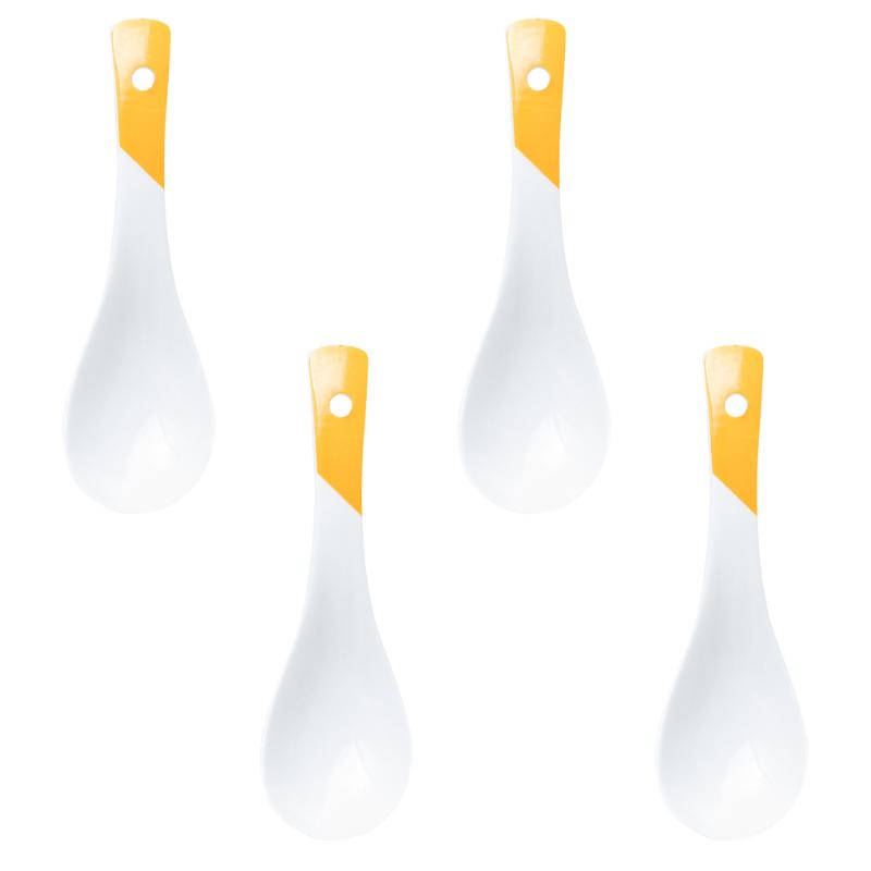 

Spoons 4Pcs Ceramic Soup Restaurant Rice Kitchen Tableware (Yellow White)