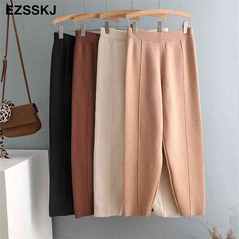 

chic autumn winter chic Harem Pant Loose Trousers Comfortable thick warm all-match knitted granny pants 210721, Beige