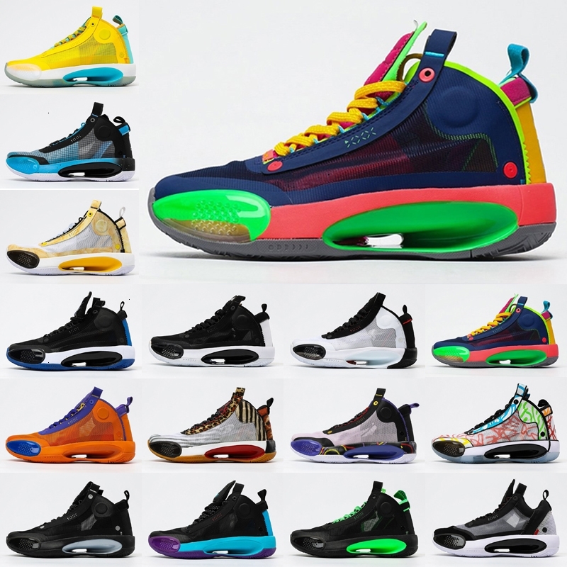 

34s 2021 34 Mens jumpman basketball shoes Red Orbit Black Cat Amber Rise Bayou Boys Blue Void Bred Infrared 23 men sports sneakers