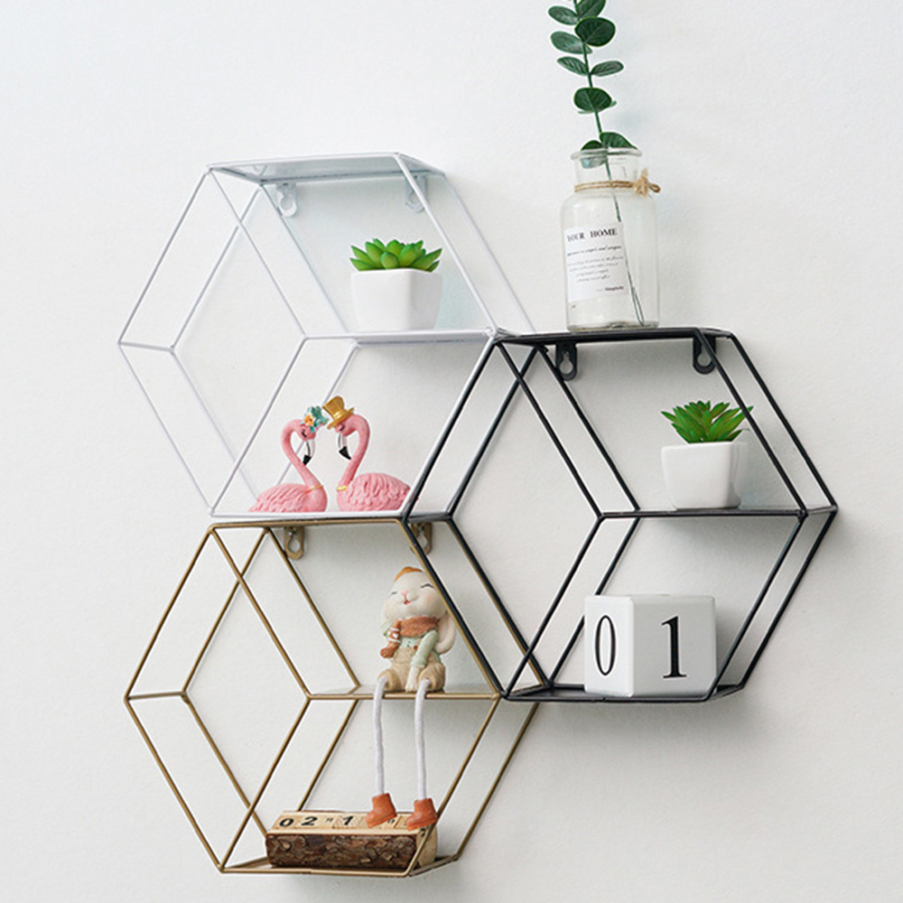 Nordic Wall Decoration Storage Shelf Holder Rack Wall Hanging Frame Iron Home Decoration for Bedroom School Room Living room-image-689835508