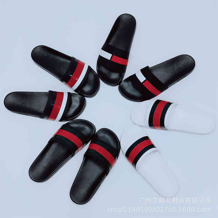 

Perennial spring colored beach hollow out slippers men's women's one word sals large 48, White