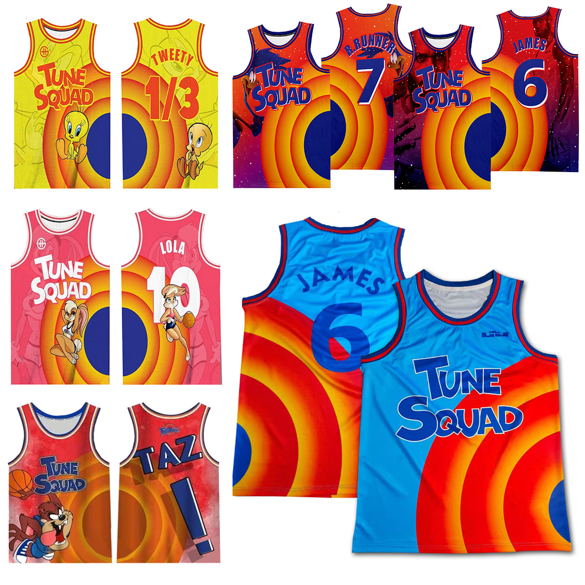 

Space Jam 2 Basketball Jersey Bugs Bunny ! James Taz 1/3 Tweety Tunes squad 10 Lola Lebron 23 Michael 22 Bill Murray Men kdis Jersey z2, Kids