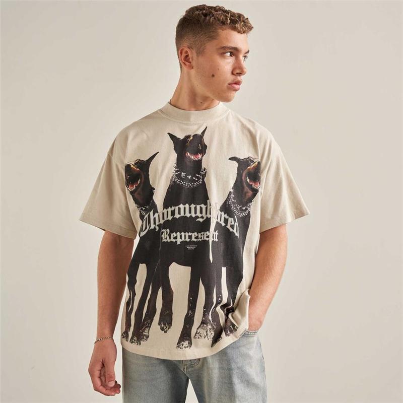 

Men' T-Shirts Vintage T Shirt Men Women 1:1 -Quality Graphic THOROUGHBRED Top Tee Oversize Nice Washed T-shirt