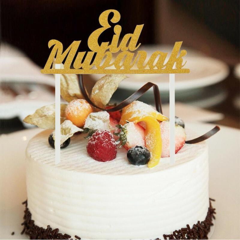

Other Festive & Party Supplies Eid Mubarak Simple Cake Insert Gold Silver Happy Pattern Atmosphere Holiday Birthday Decoration Accessories W
