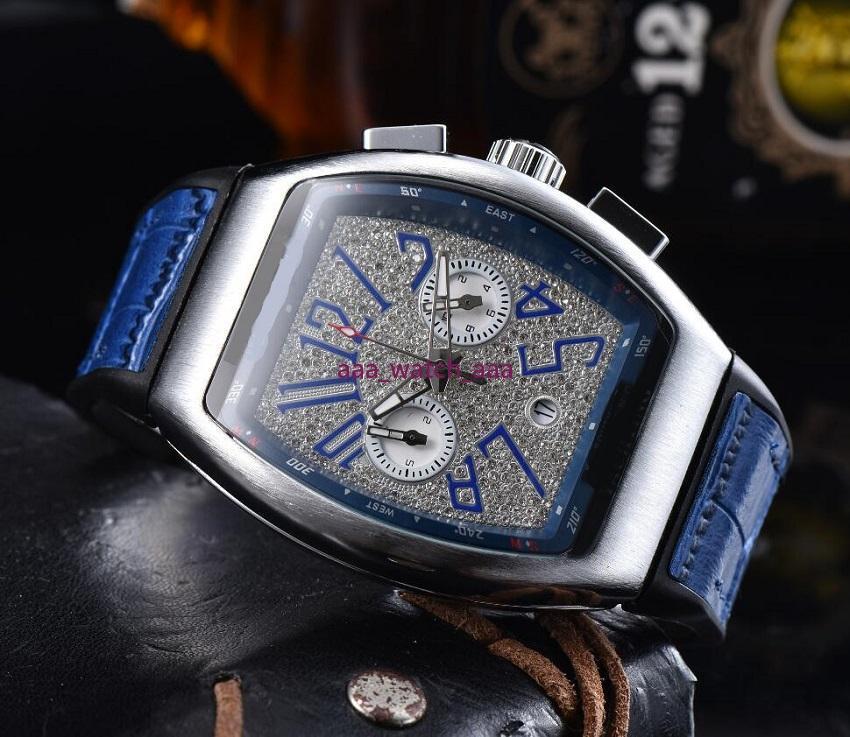 

Diamonds Dial Iced Out Watches Leather Men Quartz Movement montre Watch Gift Party Wristwatch Clock, As pic