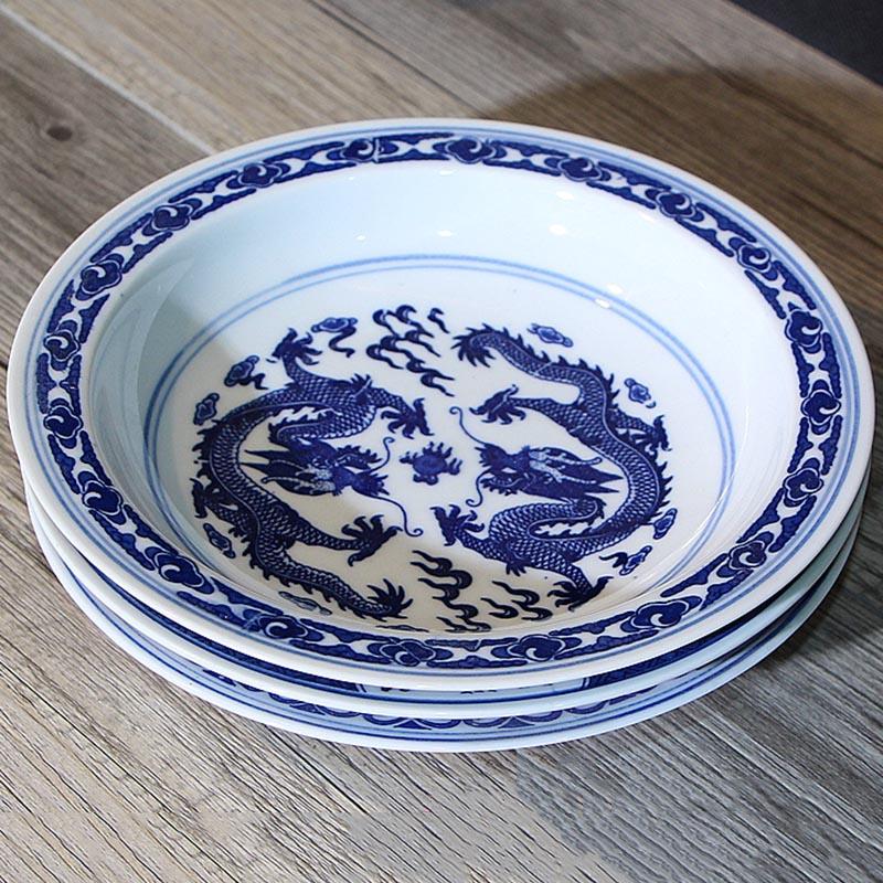 

Dishes & Plates 7/8 Inch Chinese Vintage Blue And White Porcelain Dinner Jingdezhen Ceramic Plate Round Steak Dish Fruit Cake Holder