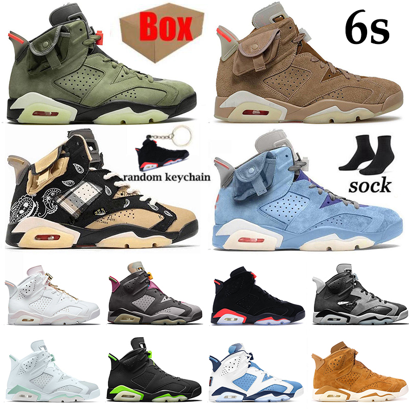 

2021 With Box Bordeaux Jumpman 6 Men Women Basketball Shoes 6s UNC Electric Green Gold Hoops Tiffany Blue Tech Chrome Travis Trainers Sports Sneakers, D31 infrared white