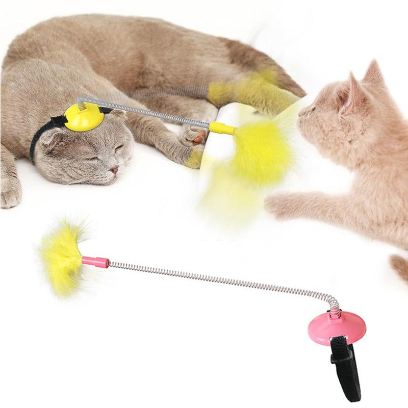 

Cat Toys Pet Feather Toy Stick 360Â° Self Rotating Self-amused Interactive Bounce Supplies