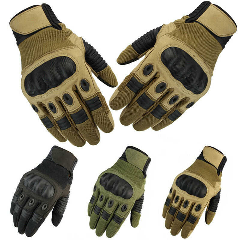 

Men's Tactical Carbon Fiber Hard Knuckle Outdoor riding mountaineering tourism anti-cut industrial work Paintball Airsoft gloves H1022, Black