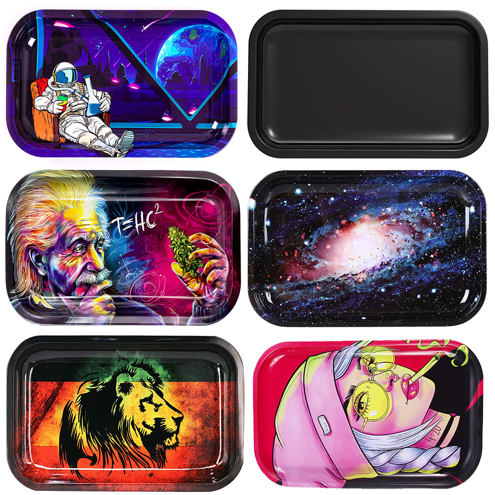 

28*18cm Large Metal Tobacco Rolling Tray Cigarette Storage Trays Smoking Smoke Accessories Herb TinPlate Cigarettes Roller Tool