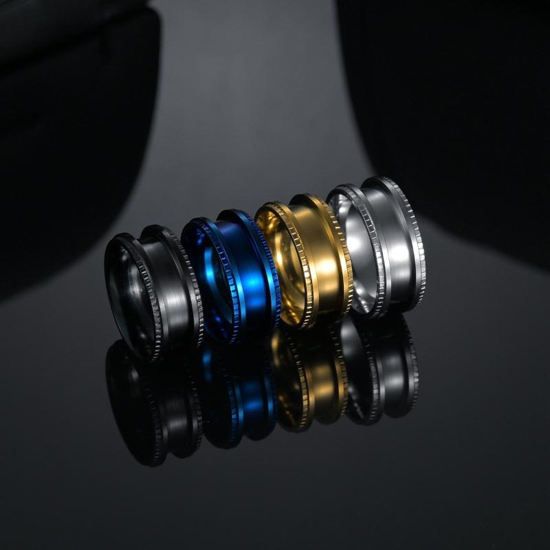 

Cluster Rings Black Ring For Men Women DIY Lace Stainless Steel Wedding Bands Trendy Fraternal Casual Male Party Jewelry