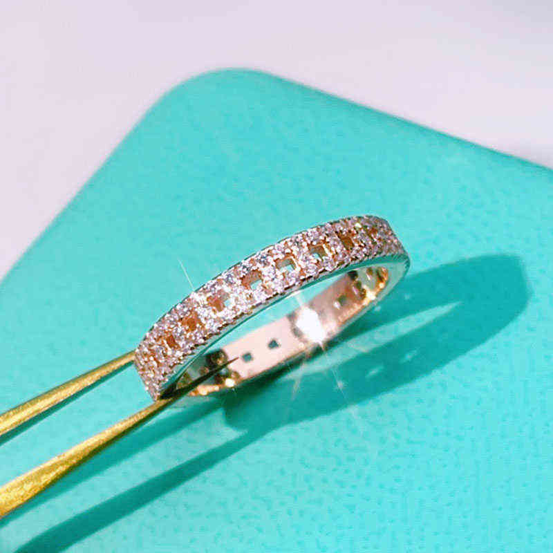 

Quality 1:1 Real925 Super Shiny t Shape Interwoven Tif Ring Ladies Luxury Jewelry Fashion Brand Party Trend Gift, Slivery;golden