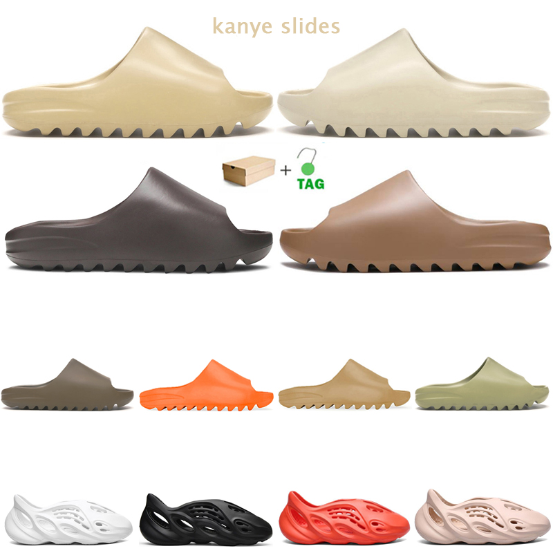 

2021 kanye slides men women slippers Core Bone Earth Brown Pure Desert Sand Foam Runner triple white black outdoor sandals with box, Milan