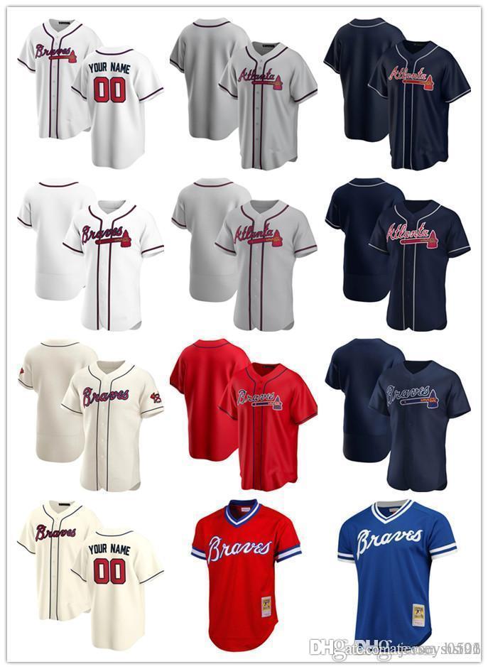 

Custom Jersey Mens women Youth Atlanta Braves your name any name number Authentic Baseball Jerseys white Home Red Cream Navy, Blue;black