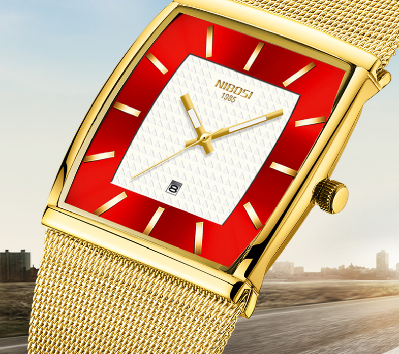 

Nibosi Brand Simple Students Watch Calendar Quartz Mens Watches Stainless Steel Mesh Strap Gentlemens Wristwatches