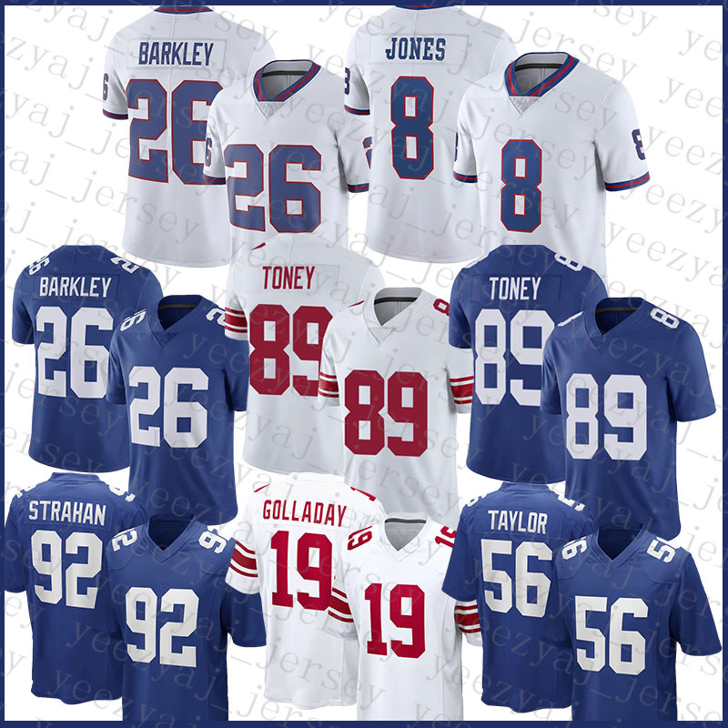 

Custom 8 Daniel Jones 26 Saquon Barkley Football Jersey Kenny Golladay Lawrence Taylor James Bradberry Michael Strahan Kadarius Toney Sterling Shepard Ojulari, 2021 youth(size:s-xl)-j r