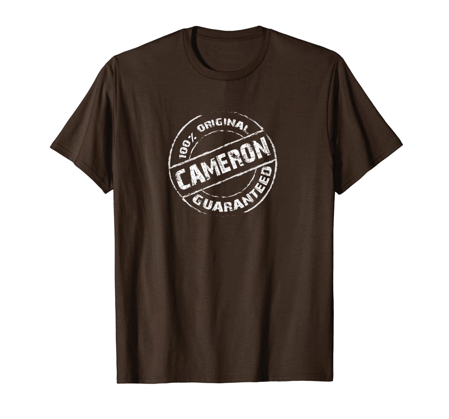 

100% original cameron guaranteed t-shirt funny name tee, White;black