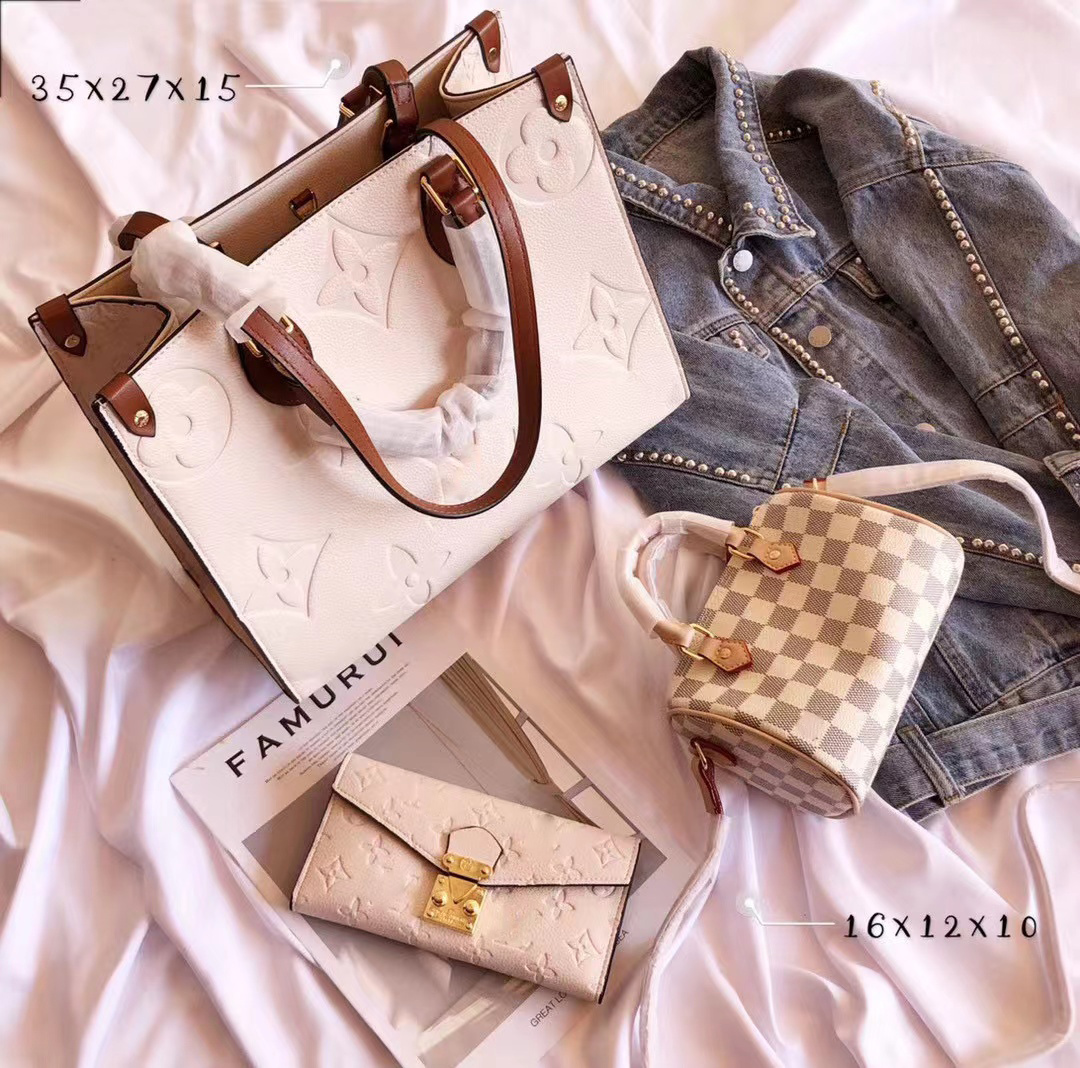 

2021 luxury brand ladies Evening Bags female business computer handbag fashion messenger bag wallet three-piece set