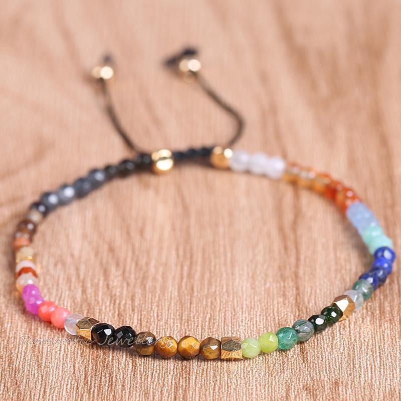 

Beaded, Strands 12 Constellation Lucky Stone Beads Simple Bracelet 3mm Adjustable Bohemia Unisex Women Chakra Bracelets